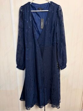 Lulu's Navy Textured Wrap Dress